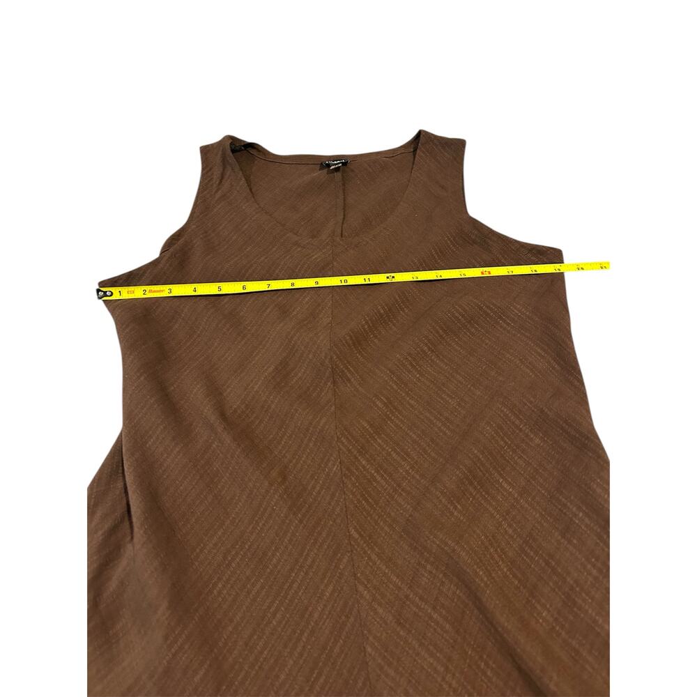 EILEEN FISHER Brown Linen Blend Sleeveless Midi A-Line Dress Size M Minimalist - Picture 7 of 8